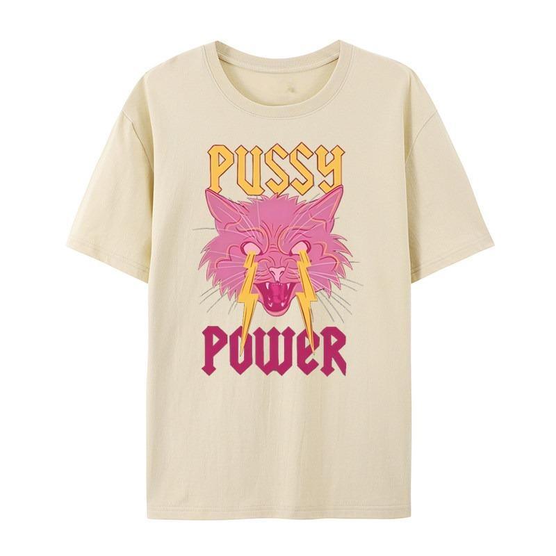 Trendy Classic Hiphop Lightning Cat Casual Tshirt Mens and Womens Luxury Brand Top