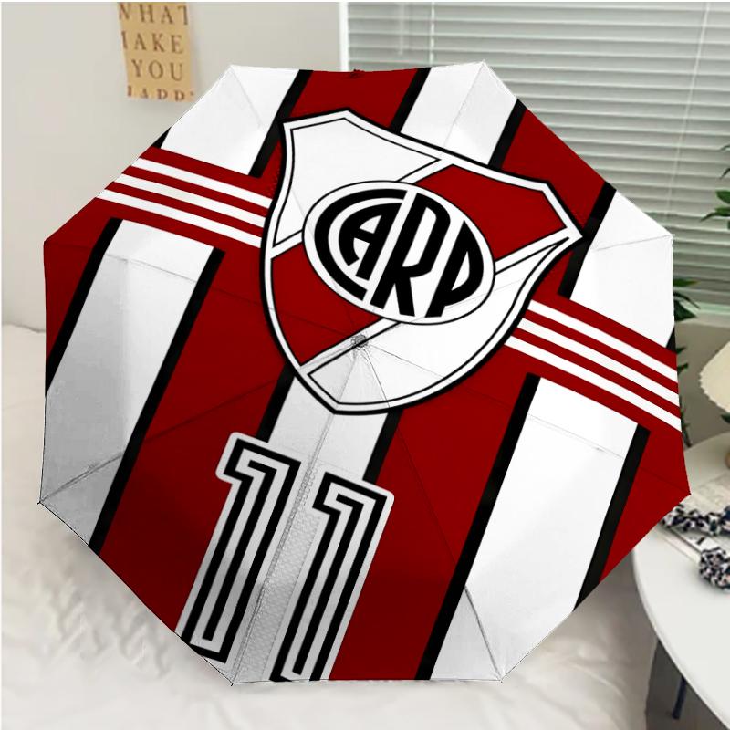 Club Atlético River Plate Print Automatic Umbrella, 8 Rib Iron Frame, Plastic Handle, Suitable for Outdoor Travel &Daily , Ideal Gift