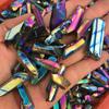 Rainbow Electroplate Colorful Titanium Aura Lemurian Seed Quartz Crystal Decor