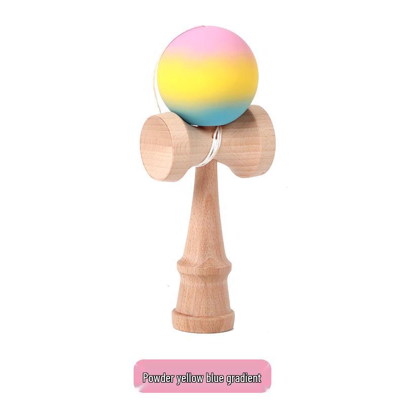 Traditional Bamboo Wood Kendama Skill Toy - Puzzle Ball and Sword Gift