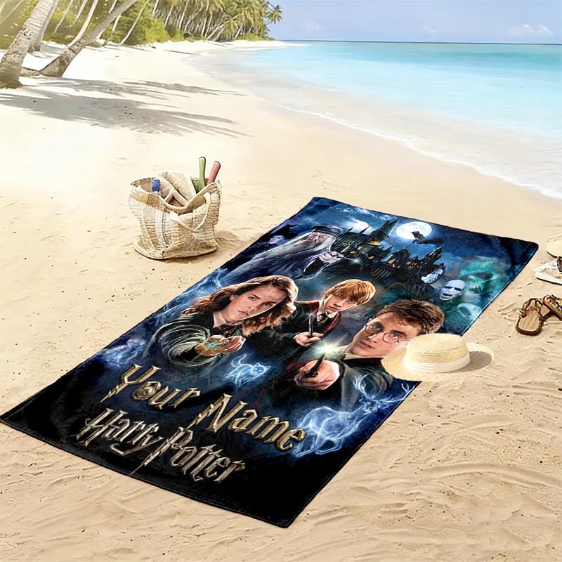 Name Custom Hogwarts Print Beach Towel, Large Soft Quick Dry Towel for Beach Camping Swimming