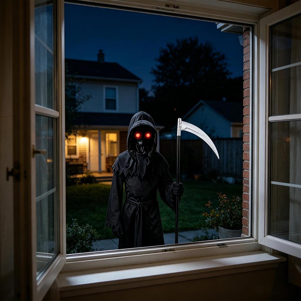 -in-the-Dark Halloween Skelet en Heks Kostuum met Verlichte Ogen voor Volwassenen