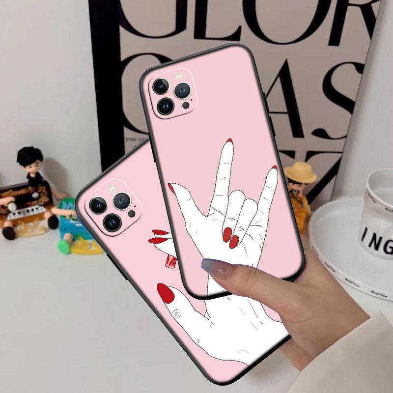 IK54 pink Hand Rose Smoke New High-End Shell Phone Case for Redmi Note 8 9 Pro Max 9S 9T 9C NFC 8T 8A 10A A4