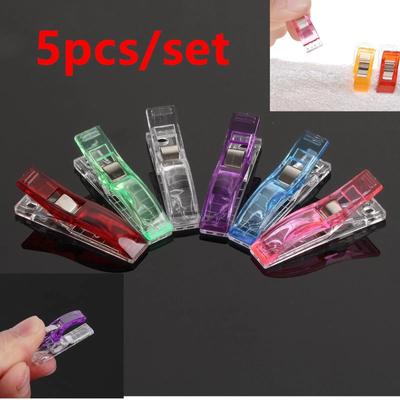 5 pezzi/confezione Clip in plastica per lavori ad ago Morsetti per rilegatura tessuto per quilting cucito maglia(Colore casuale)