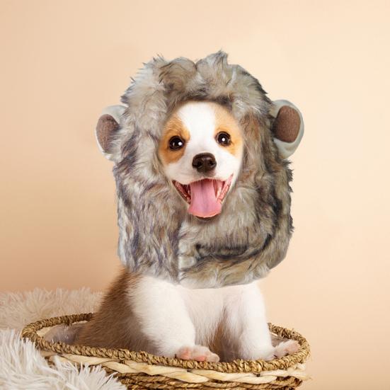 Löwenmähne Perücke für Hunde Flauschige Haustierkopfbedeckung mit Ohren Haustier Verkleidung