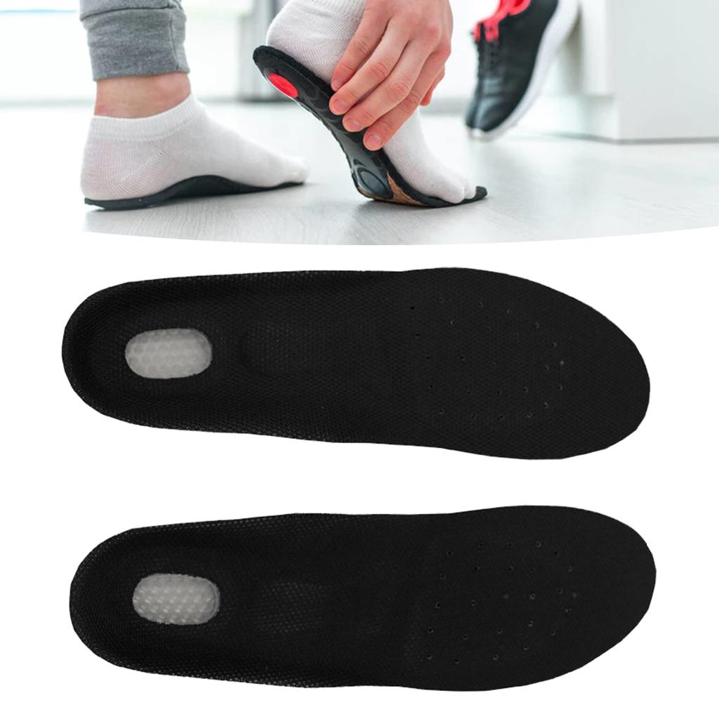 Sports Insoles Cushioning Shock Absorption Feet Relief Breathable Foot Shoes Insoles Black L