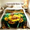 Floral Garden Theme Soft Blanket Personalized Custom Name Text Print Warm Blanket Home Sofa Bedroom Decor