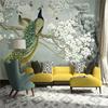 Veggmaleri Tapet 3D Peacock Magnolia Blomster Veggmaleri Stue Studiebakgrunn Hjemmeinnredning