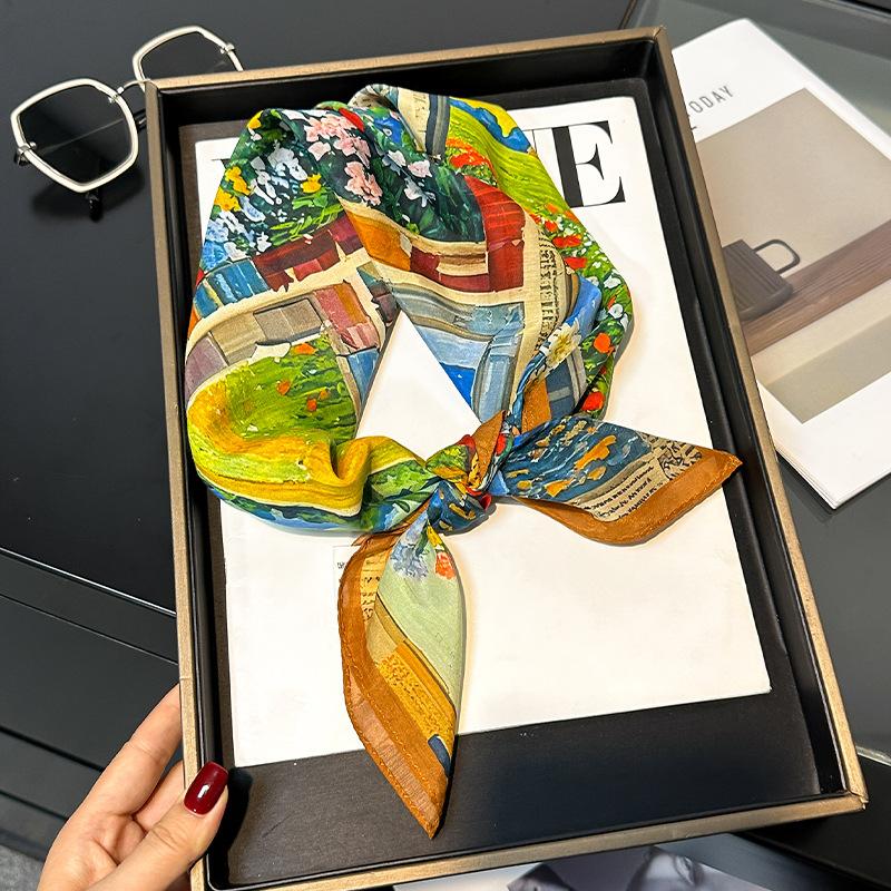 30% Silk 70% Cotton Scarf Women Square Neck Shawls Wraps for Ladies Foulard Scarves Pashmina Female Hijab Bandana Bufanda 70cm