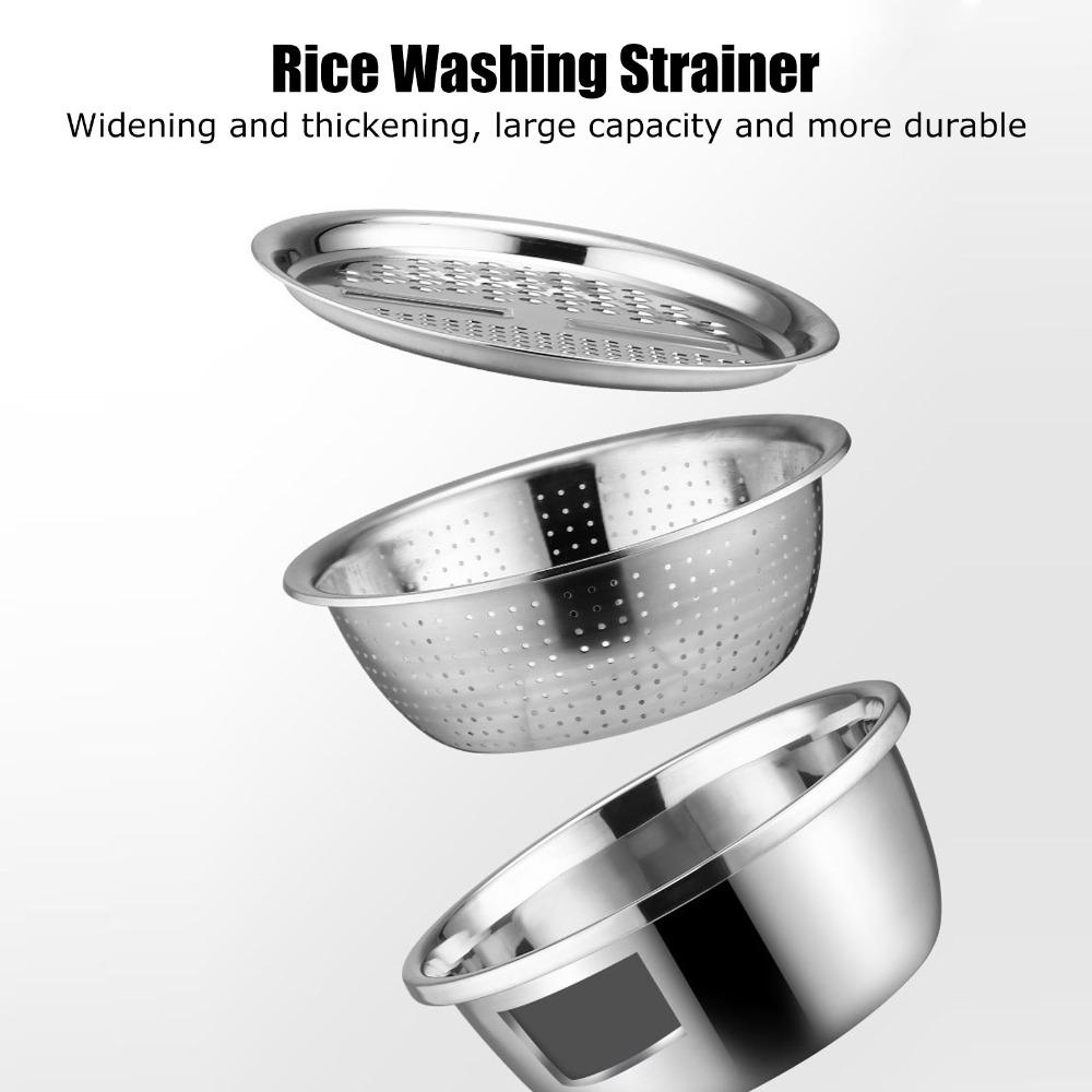 3Pcs Three-in-one Grater Bowl Multifunctional Washing Basin Practical Slicing Disc  Kitchen