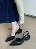 Damen Sandalen Spitzschuh Quadratischer Absatz Zehenabdeckung Schuhe Damen Freizeit Karriere Sommer Französisch Elegant One Kick Sandalias De Mujer