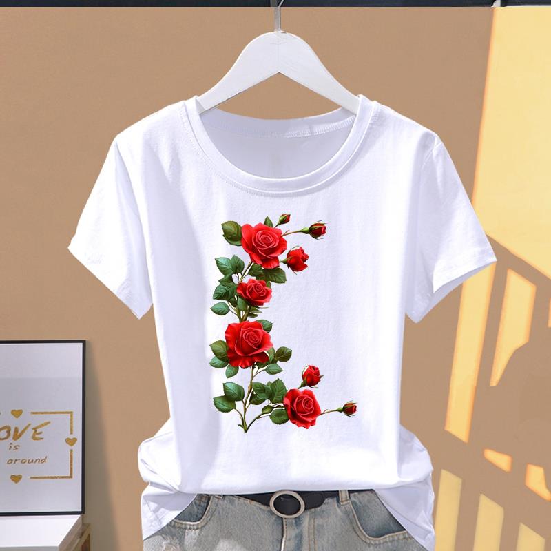 (Asian Size)  Print Casual sweet love trend style Women's Top Short Sleeve T-shirts Fashion Female T Clothing  Graphic Tee