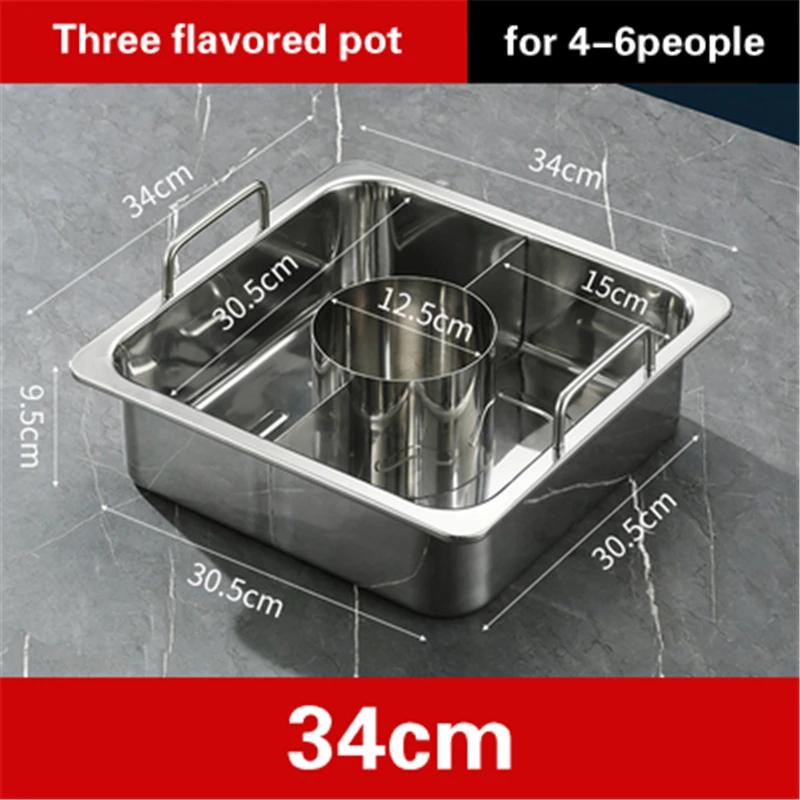 Extra thick stainless steel square hot pot Stewed Mandarin Duck with Ears Hotpot for induction cooker Mother and son pot hotpot