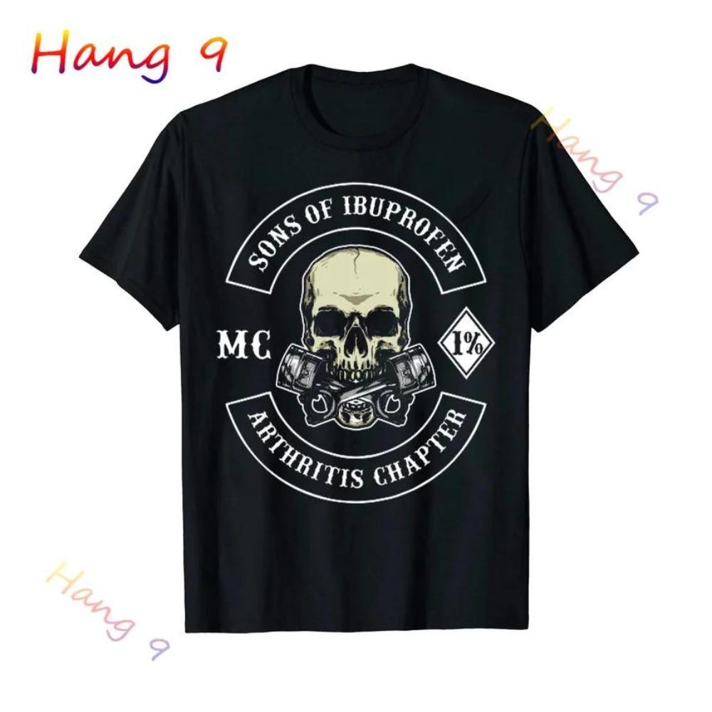 Söhne mit Arthritis Ibuprofen Kapitel Lustige Biker Schädel T Shirt Schwarz Vintage Herren Grafik T Shirts