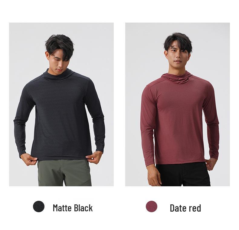 Men's Lightweight Quick-Dry Nylon Hoodie - Long Sleeve, Breathable Casual Sportswear for Autumn