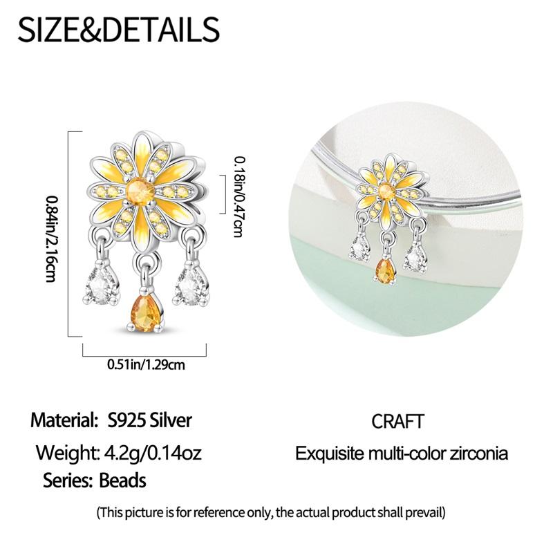 Springtime Charms Copper Yellow Daisy Beads Fit 4Mm Aperture Bracelet Diy Birthday Jewelry Gift