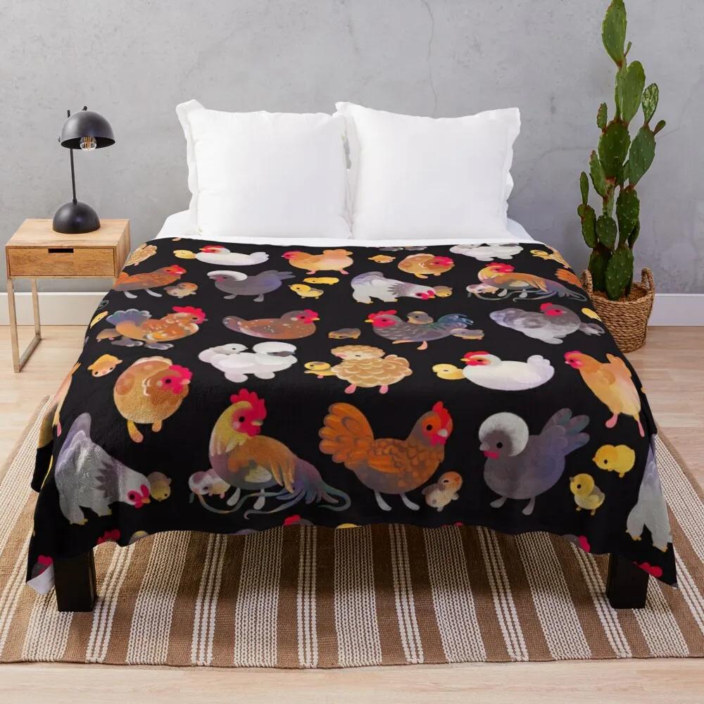 Cartoon Chicken Pattern Flannel Throw Blanket Egg Rooster Blanket Lightweight Warm Super Soft For Couch Sofa Bed Festival Gift