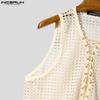 INCERUN Men Sleeveless Lace-up Bandage Hollow Out Casual Tank Tops