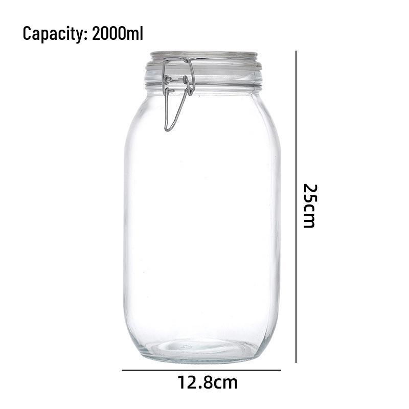 Large Transparent Glass Storage Jar with Lid for Grains, Pickles, Honey, and Tea - Moisture-proof and Airtight