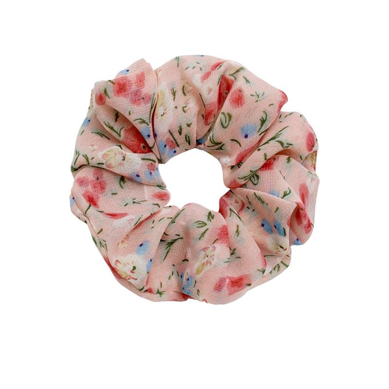 Neuer Stil Chiffon große Schlaufe kleines florales leichtes und frisches Stoff-Pferdeschwanz-Haarband für Damen, vielseitig und für alle Anlässe geeignet.