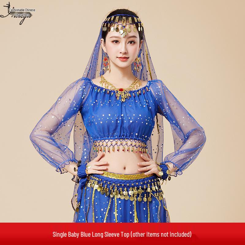 Huayu 2025 Indischer Bauchtanz Langarm Auftrittskostüm für Erwachsene