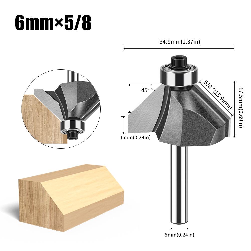 6 Handle 12 Handle 45 Degree Bevel Knife Woodworking Milling Cutter Trimming Machine Engraving Cutter Head 45 Degree Chamfer Knife Bevel Knife