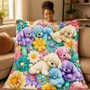 Flannel Throw Blanket Cartoon Nap Blanket Comfortable Plush Blanket  All-Season