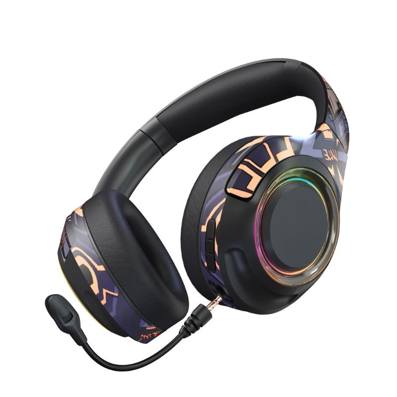 Wireless Gaming Headsets with Noise Cancelling Bluetooth-compatible Over Ear Headphones with Detachable Boom Microphone