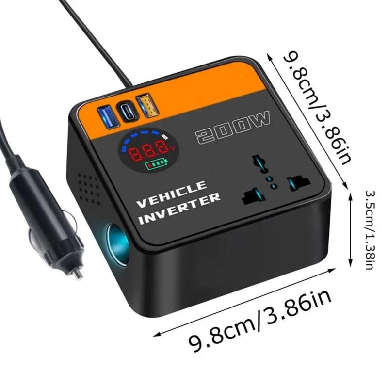 Universal 12V 24V To 110V 220V Electricity Vehicle Power Inverter With LCD Display And Two USB Charging Ports