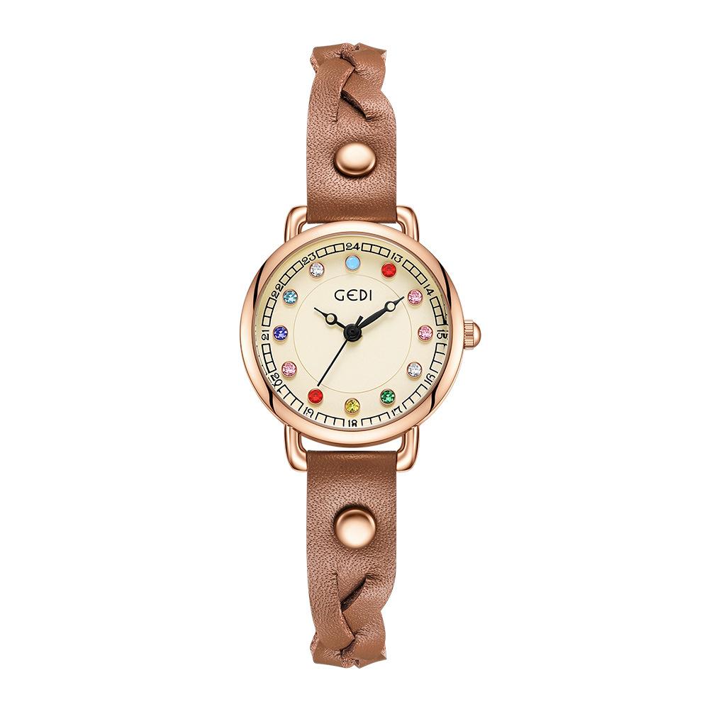 Light Luxury Colorful Birthstone Women'S Watch Niche High-End Woven With Punk Style Exquisite Small Women'S Watch