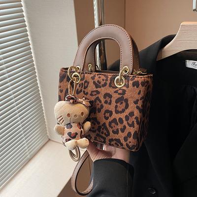 Kleine quadratische Tasche im ausländischen Stil mit Leopardenmuster für Damen, einfache europäische und amerikanische Mode, Temperament, vielseitige Umhängetasche mit einer Schulter