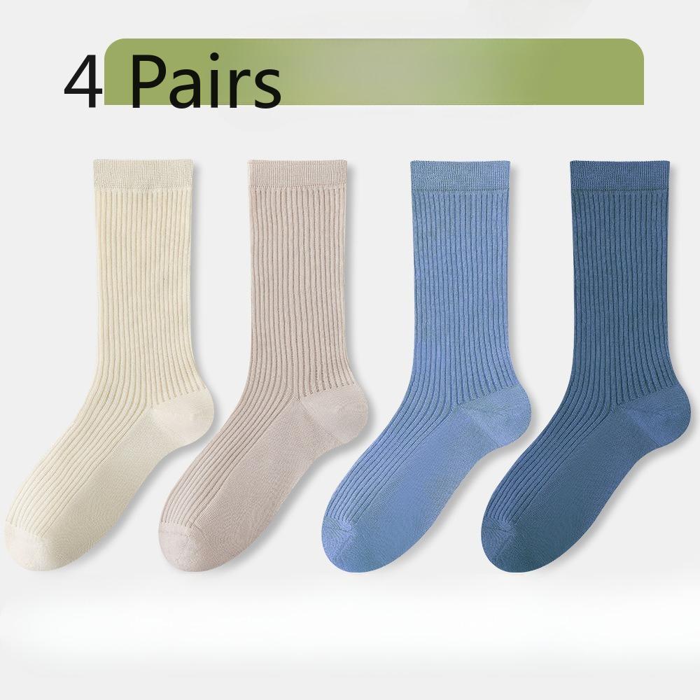 4 Pairs of Women's Summer Ultra Thin Cool Antibacterial Boneless Tube Stack Socks