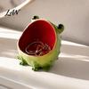 Decorative Resin Statue Cute Big Mouth Frog Ceramic Candy Dish & Key Bowl for Entryway Table, Frogs Bedside Table Organizer Bowl, Figurine Jewelry