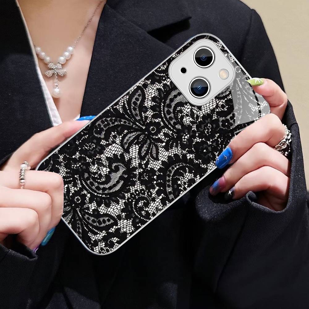 Lace Style Tempered Glass For Iphone 14 13 12 11 Pro Mini XS MAX 14Plus X XS XR Cover