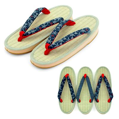 Takeharu Geta Made In Made of Tatami Rush Rubber Indigo Dye Women's Sandals, Japan, Mats, Grass, Sole, Medium, Oval,