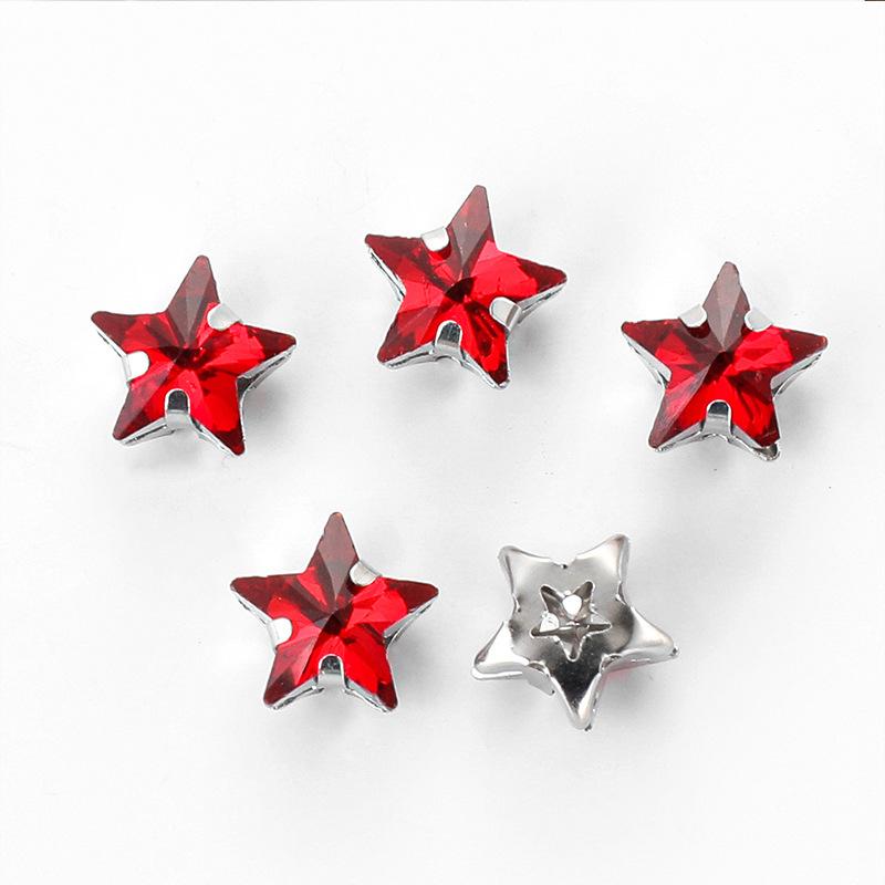 50 Pcs 10mm Star Glass Claw Drill with Hole Pentagram Hand-sewn Drill DIY Wedding Shoes and Clothing Bags Hairpin Jewelry Accessories