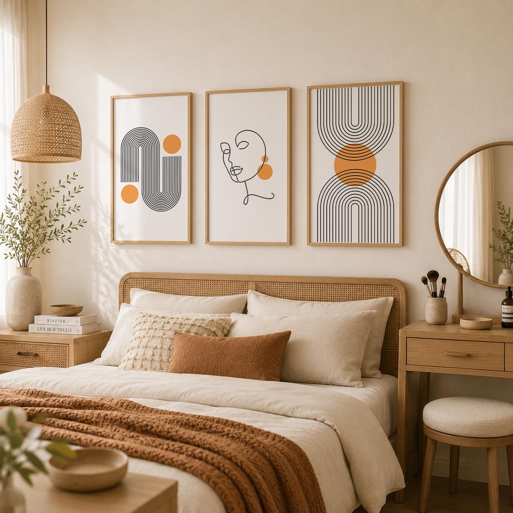 Abstract Wall Art Fashion Woman Geometric Line Art Canvas Painting Modern Style Poster Print for Living Room Bedroom Wall Decor