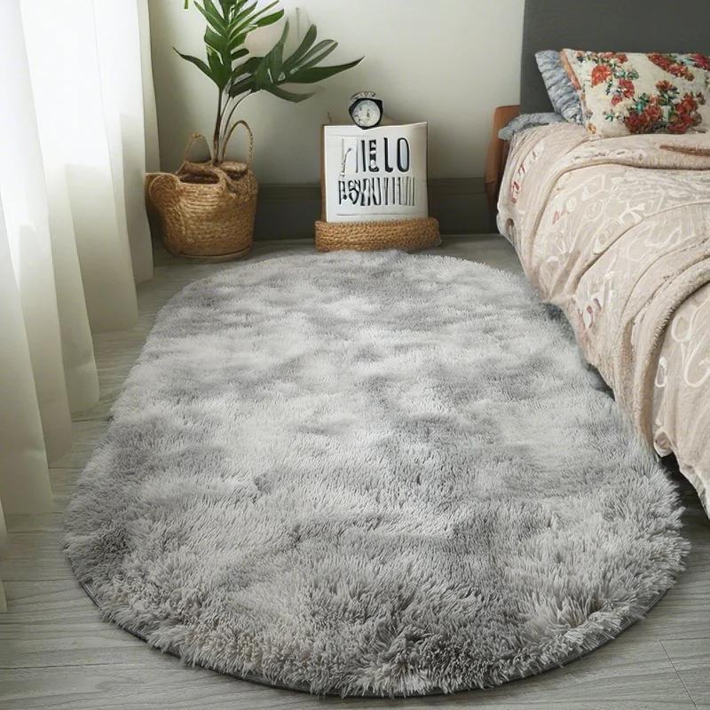 Fluffy Oval Plush Carpet Extra Soft Rug For Living Room Sofa Area Bedroom Non-Slip Shaggy Floor Mat Home Decor Kids Bedside Rug