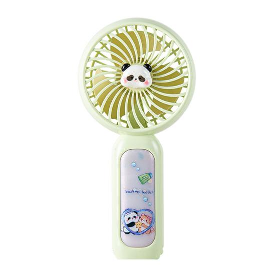 Handheld Fan Cartoon Panda Design Mini Portable USB Rechargeable Fan with Hanging Buckle Lightweight Quiet Motor Multiple Wind Speeds Cooling Fan