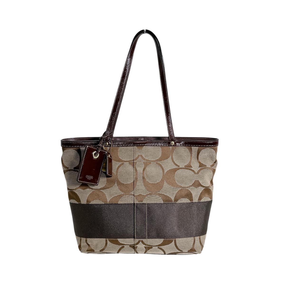 COACH canvas Signature Tote Bag canvas Brown Women 10124 Used