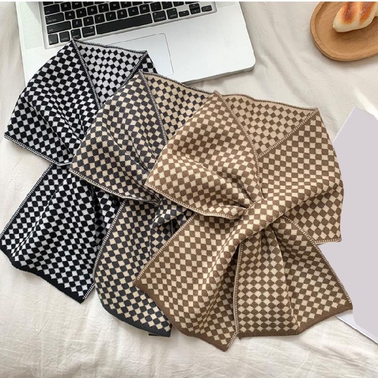 Knitted Checker Neck Gaiter for Daily Use Women Girl Neck Scarf for Winter Wear