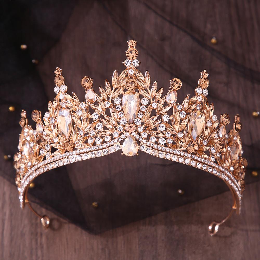 DIEZI Vintage Baroque Crystal Flower Tiara For Women Girls Party Luxury Bridal Bride Rhinestone Crown Hair Accessories Jewelry