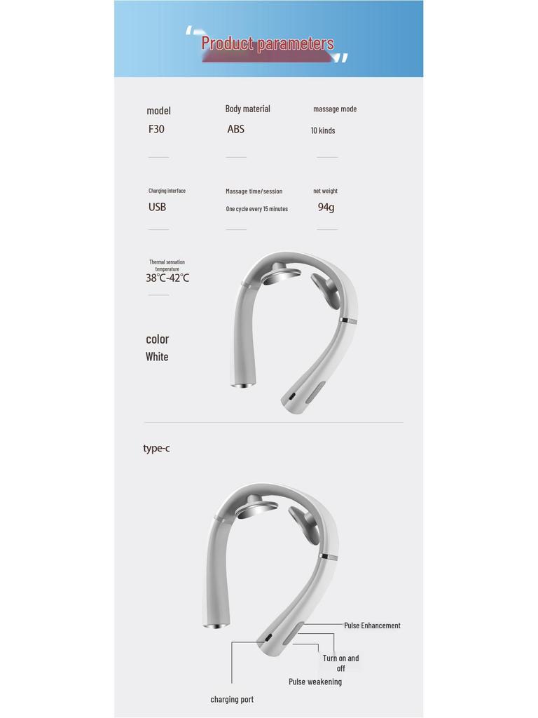 Smart EMS Cervical Neck Massager with Heat Therapy and Vibration