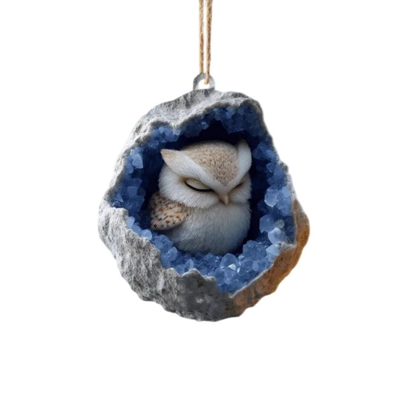 Owl And Raccoon Acrylic Christmas Tree Ornament Shatterproof Elegant Holiday Decoration For Family Home Party Supplies