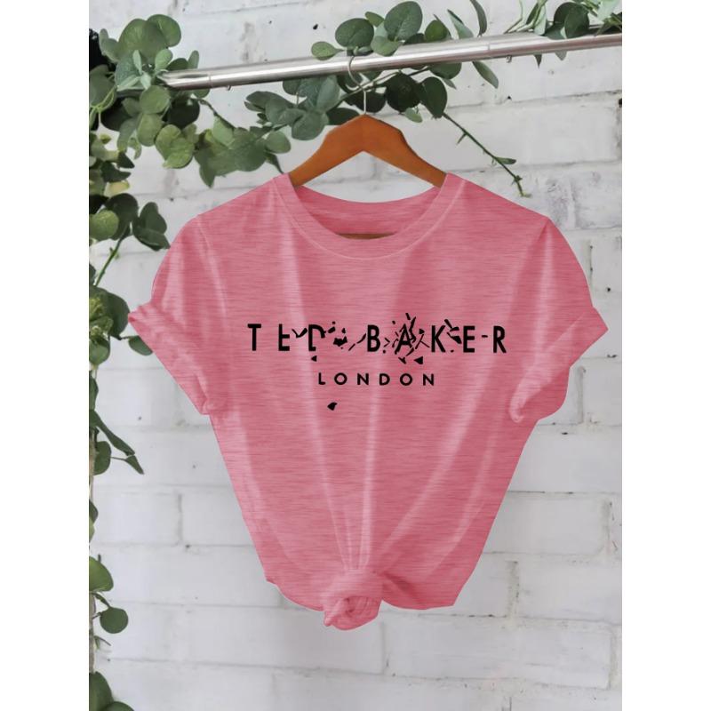 Women s Casual T-shirt Summer Round-neck Short-sleeved Top S темно-красного