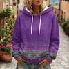 Women's Floral Print Casual Hoodie with Pocket and Long Sleeve Top