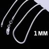 1MM 925 Sterling Silver Chain Fashion Sliver Necklace High Quality Snake Chain For Men And Women Jewelry