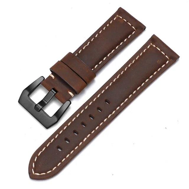 For Panerai Watch Strap Genuine Leather Band Men's Women's Original PAM111/441/312 Crazy Horse Belt 18mm 20mm 22mm 24mm 26mm Samsung Watch HUAWEI