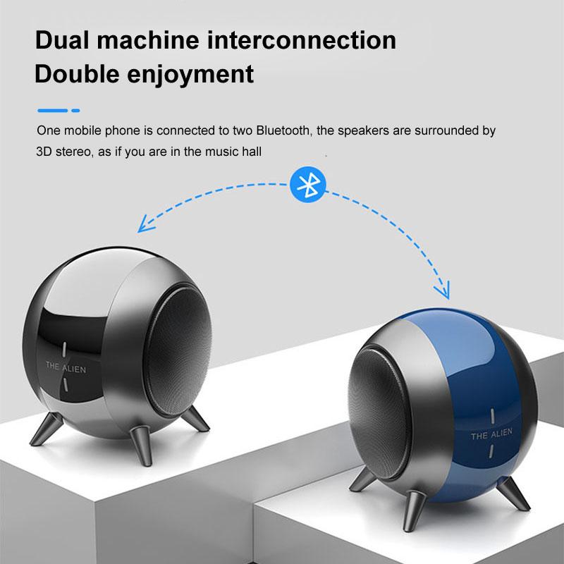 Alien Metal Bluetooth Wireless Speaker TWS Subwoofer Stereo Sound Box TF Card Upgrade Mini Portable Loudspeaker Gift