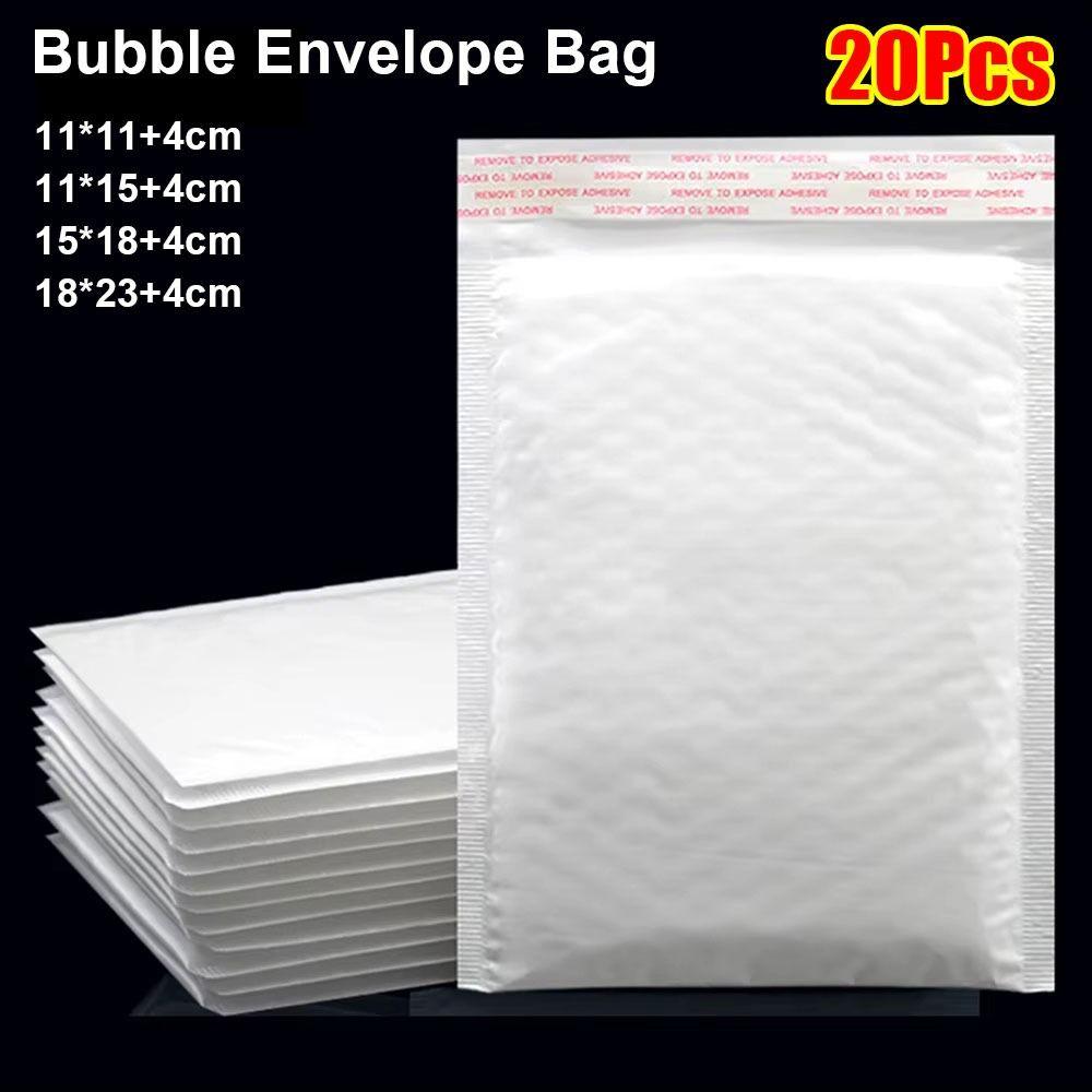 20Pcs New Soft Bubble Mailers Waterproof Pearlescent Film Shipping Bags 11/15/18cm Self Sealing White Foam Envelope